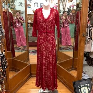 Miusol Burgundy Lace Maxi Dress✨